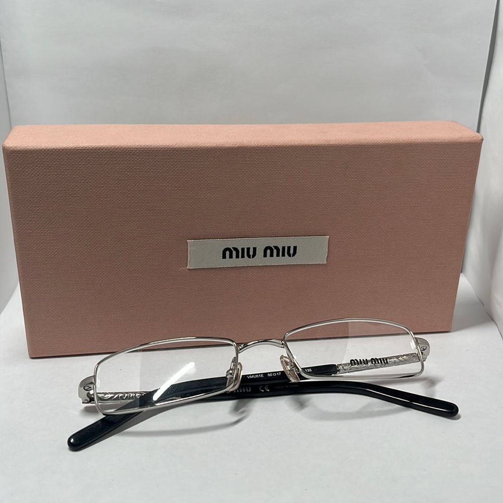 COPY - MIU MIU 61E - 1BC GLOSSY BLACK FRAME & TEMPLES CLEAR LENSES OEMNEW AUTHE…